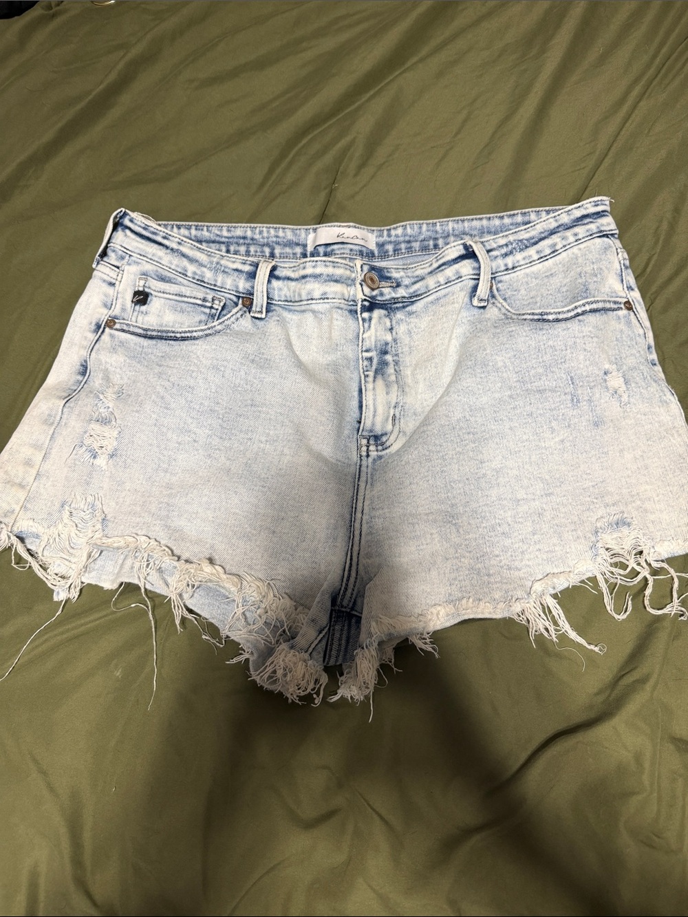 KanCan Light Blue Distressed Denim Cutoff Shorts from wild oak boutique